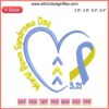 Blue Yellow Ribbon Embroidery Design for Down Syndrome Awareness | Digital Machine File