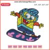SpongeBob skiing embroidery design, themed Christmas gift, funny SpongeBob SquarePants skiing digital file.