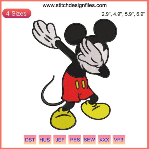 Dabbing Mickey Mouse Embroidery Design | Disney Stylish Machine Embroidery | #1 Cartoon Embroidery Pattern