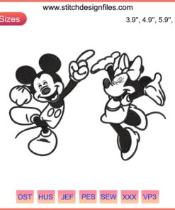 Mickey and Minnie Mouse Embroidery Design 2023 | Disney Couple Gifts File | Whimsical, Fun, Cute Stitch Pattern.