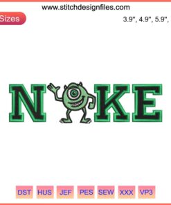 Mike Wazowski Embroidery Design: Nike | Disney Monsters Inc | Digital File Download | Unique Cartoon Embroidery Pattern