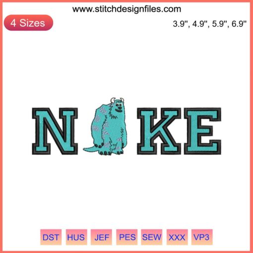 Nike James P Sullivan Disney Monster Embroidery Design featuring colorful detailing of James & Mike from Monsters, Inc.