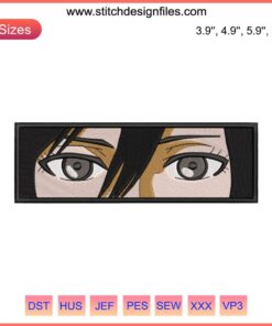 Mikasa Ackerman eyes embroidery design, Attack on Titan anime design file, detailed digital art, geek embroidery pattern.