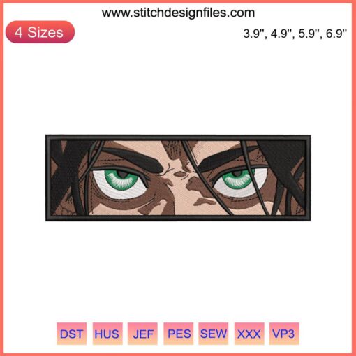 Eren Eyes Embroidery Design File | Attack on Titan Anime Inspired Pattern | Digital Embroidery Download