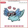 Adorable axolotl embroidery design file for kids' gifts; perfect for baby-themed projects. Cute axolotl machine embroidery pattern.