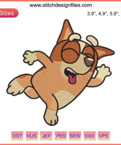 Bluey Bingo Heeler Embroidery File: Adorable cartoon-style Bingo machine design, perfect for fans of Bluey cartoons.