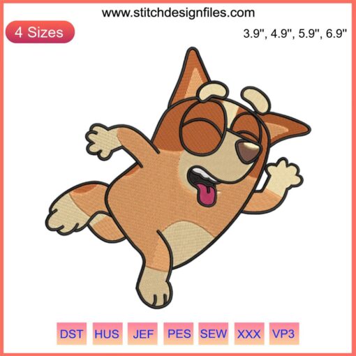 Bluey Bingo Heeler Embroidery File: Adorable cartoon-style Bingo machine design, perfect for fans of Bluey cartoons.