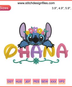 Stitch Funny Embroidery Design | Disney Lilo and Stitch Ohana Pattern | Detailed Machine Embroidery