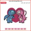 Stitch and Angel in heart design, Valentine embroidery file, Disney Lilo and Stitch themed machine design for couples.