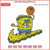 SpongeBob playing basketball Nike embroidery design, featuring SpongeBob SquarePants logo, machine-stitched sports art.
