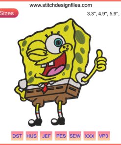 SpongeBob Drop Embroidery Design | Humorous SpongeBob SquarePants Machine Embroidery Pattern for Crafts and Sewing Projects