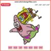 SpongeBob and Patrick Star comical embroidery design for machine stitching; SpongeBob SquarePants themed, vibrant duo pattern.