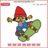 Parappa the Rapper Skateboard Embroidery Design File: Iconic character, colorful skateboard theme, digital embroidery pattern.