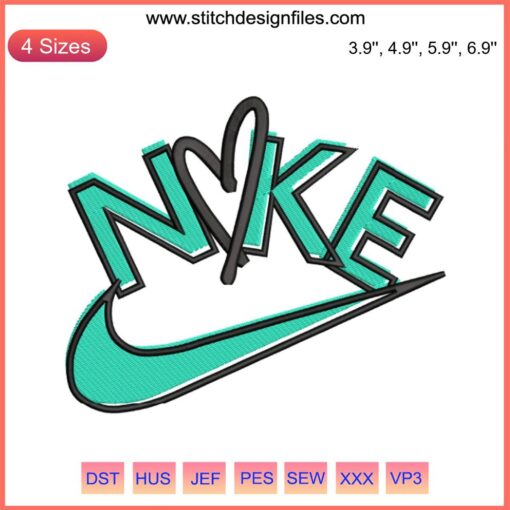 Nike Swoosh Not Flat Embroidery Design File, Nike-inspired, detailed stitching, digital download, graphic design, vector file