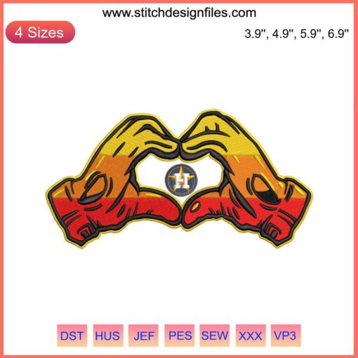 Houston Astros Jeremy Peña Heart Hands Embroidery Design File | MLB Astros Baseball Stitch Pattern