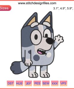 Muffin Heeler Bluey Embroidery Design File | Disney Bluey Machine Embroidery Pattern | Cute Cartoon Character Stitch Outline