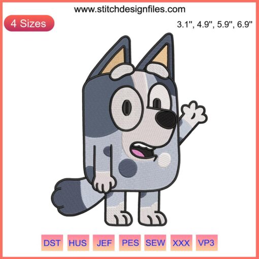 Muffin Heeler Bluey Embroidery Design File | Disney Bluey Machine Embroidery Pattern | Cute Cartoon Character Stitch Outline
