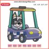 Bluey Muffin Police Car Embroidery Design | Funny Machine Embroidery File | Muffin Driving Patrol Car Motif