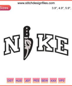 Nike Scream Ghost Knife Halloween Embroidery Design - Digital File for Machine Embroidery, Perfect for Costumes and Décor.