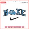 Nike Sally Carrera Embroidery Design, Pixar Cars Digitizing File featuring Sally from Cars with sleek embroidery details.