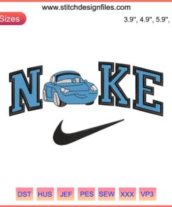 Nike Sally Carrera Embroidery Design, Pixar Cars Digitizing File featuring Sally from Cars with sleek embroidery details.