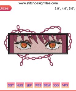 Makima Eyes Anime Embroidery Design, Chainsaw Man Pattern File, Digital Custom Stitch, Intricate Makima Eyes Detail