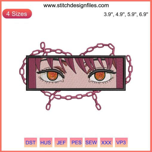 Makima Eyes Anime Embroidery Design, Chainsaw Man Pattern File, Digital Custom Stitch, Intricate Makima Eyes Detail