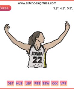 Caitlin Clark Iowa 22 Embroidery Design File: Basketball 2023 Fan Gift with Number 22, Perfect for Sport Enthusiasts.