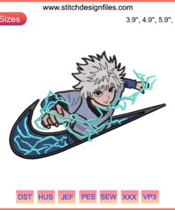 Killua Zoldyck Anime Machine Embroidery Design File – Swoosh Killua Pattern for Digital Embroidery Projects