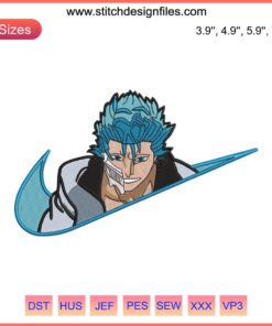 Grimmjow Bleach Embroidery Design File | Anime Swoosh | Grimmjow Jeagerjaques | Digital Download | Embroidery Pattern