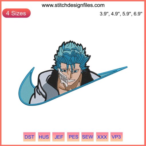 Grimmjow Bleach Embroidery Design File | Anime Swoosh | Grimmjow Jeagerjaques | Digital Download | Embroidery Pattern