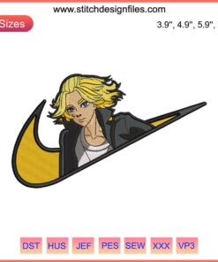 Mikey Tokyo Revengers Embroidery Design | Machine Embroidery Anime Swoosh Mikey Pattern