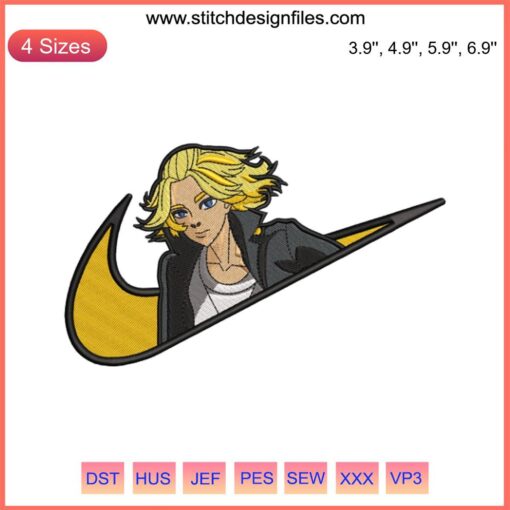 Mikey Tokyo Revengers Embroidery Design | Machine Embroidery Anime Swoosh Mikey Pattern