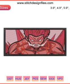Might Guy Anime Face Embroidery Design | Naruto Inspired Machine Embroidery File with Intense Eyes Layout