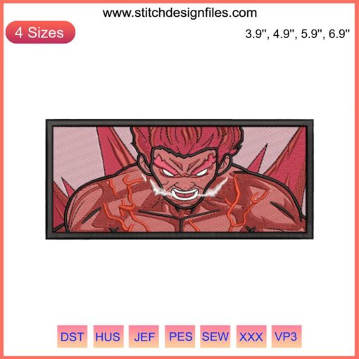 Might Guy Anime Face Embroidery Design | Naruto Inspired Machine Embroidery File with Intense Eyes Layout