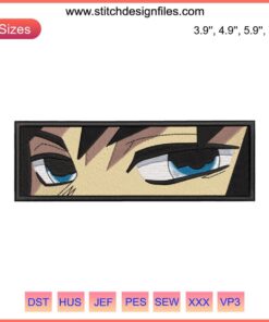 Tomioka Giyu Eyes Anime Face Embroidery Design File - Detailed, Customizable, Perfect for Embroidery Projects