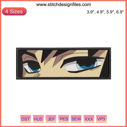 Tomioka Giyu Eyes Anime Face Embroidery Design File - Detailed, Customizable, Perfect for Embroidery Projects