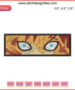 Gaara Naruto Eyes Embroidery Design, Anime Face Embroidery File, Gaara's Intense Gaze, Downloadable Machine Pattern