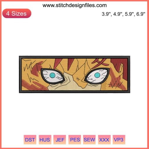 Gaara Naruto Eyes Embroidery Design, Anime Face Embroidery File, Gaara's Intense Gaze, Downloadable Machine Pattern