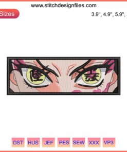 Daki Eyes Demon Slayer Embroidery Design File | Anime Face | Detailed Needlework Pattern | Digital Download