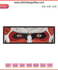 Embroidered Colossal Titan Eyes | Anime Face Design File | Attack on Titan-inspired Embroidery for DIY Projects