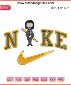 John Wick Chapter 4 Nike Embroidery Design File: Swoosh Logo, Movie Theme, Custom Apparel Design, Digital Download