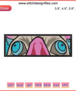 Inosuke Mask Eyes Embroidery Design File | Face Anime Machine Pattern | Digital Art for Masks Embroidery