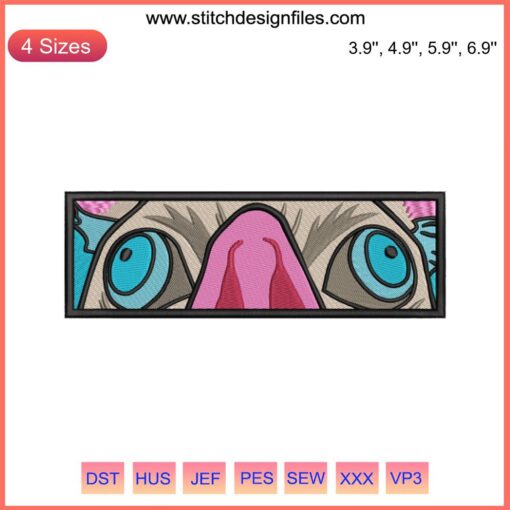 Inosuke Mask Eyes Embroidery Design File | Face Anime Machine Pattern | Digital Art for Masks Embroidery