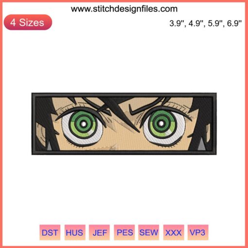 Inosuke Eyes Embroidery Design File: Anime Face Machine Design featuring Inosuke's expressive eyes, ideal for embroidery projects.