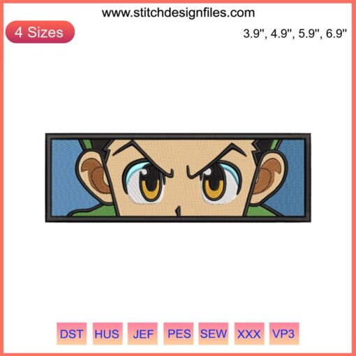 Gon Freecss Embroidery Design: Anime Face, Hunter x Hunter, Machine Embroidery, Detailed Eyes, DIY Craft Patch, Digital Download