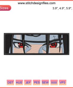 Itachi Eyes Embroidery Design: Anime Face Machine Embroidery File, Itachi Uchiha Sharingan Details, Ideal for Otaku Creations