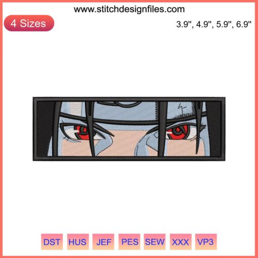 Itachi Eyes Embroidery Design: Anime Face Machine Embroidery File, Itachi Uchiha Sharingan Details, Ideal for Otaku Creations