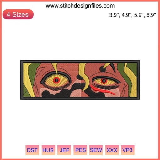 Gyutaro Eyes Anime Face Embroidery Design | Intricate Gyutaro Eyes Machine Embroidery for Anime Enthusiasts