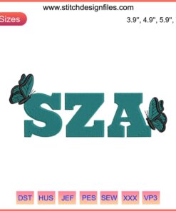 SZA Butterfly Embroidery Design: Artistic pattern featuring a colorful butterfly, ideal gift for SZA enthusiasts.